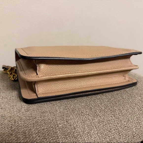 💯 Tory Burch Carson Convertible Leather Crossbody Bag In Devon Sand - Picture 10 of 12